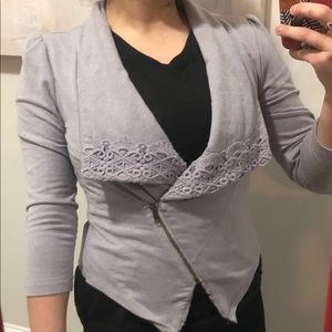 Lavender blazer jacket with lace detailing